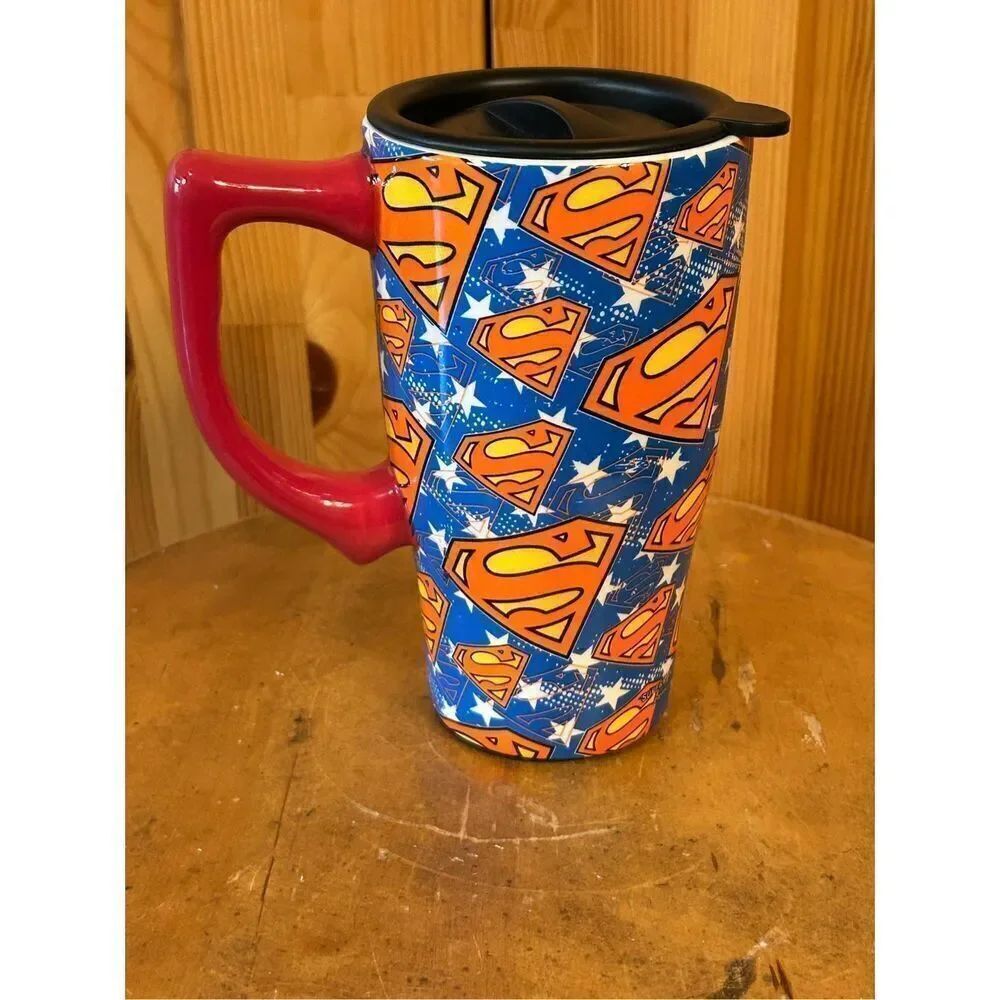 Superman DC comics ceramic coffee travel mug with lid (8295)